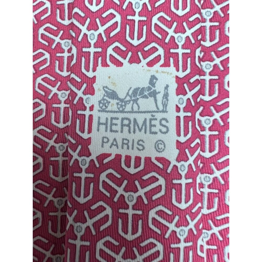 HERMES PARIS (7128 FA)  MEN'S TIE  100%  SILK MADE IN FRANCE - Picture 5 of 6